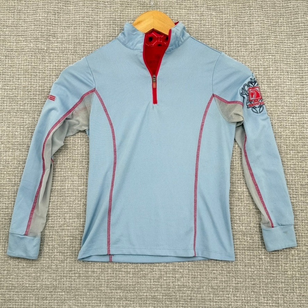 Romfh Equestrian Pullover Riding Shirt Horse Show Mesh Arms Top Kids Sz S 8‎